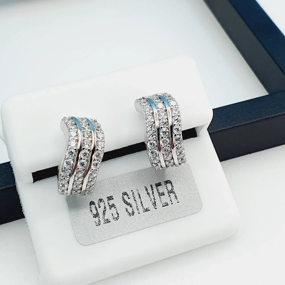 "925 Sterling Silver Cubic Zirconia Earrings, UU1P6A6125 - Picture 3 of 10